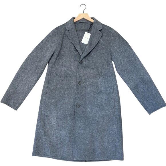 NWT THEORY Wool Cashmere Long Coat Delancey Double Faced Tailored Grey Winter - Picture 5 of 16